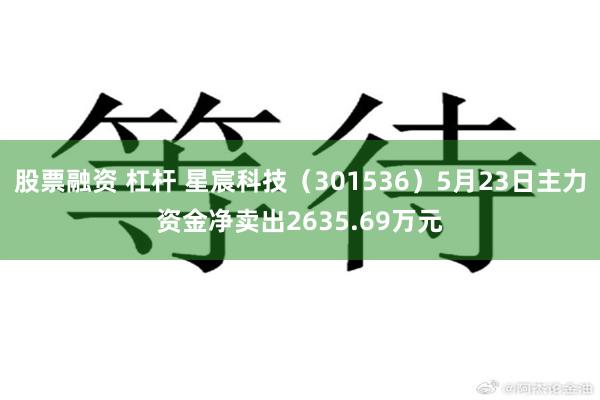 股票融资 杠杆 星宸科技（301536）5月23日主力资金净卖出2635.69万元