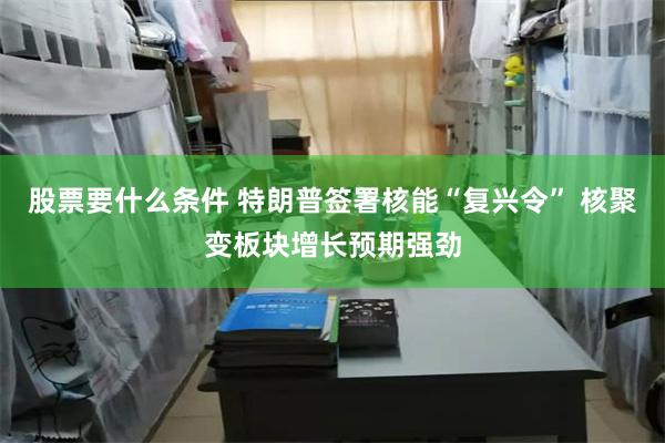 股票要什么条件 特朗普签署核能“复兴令” 核聚变板块增长预期强劲