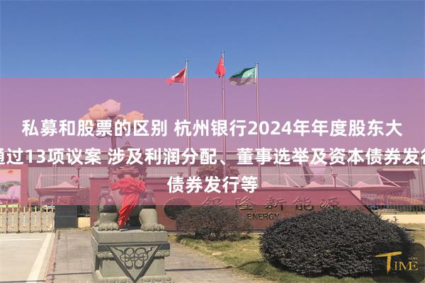 私募和股票的区别 杭州银行2024年年度股东大会通过13项议案 涉及利润分配、董事选举及资本债券发行等