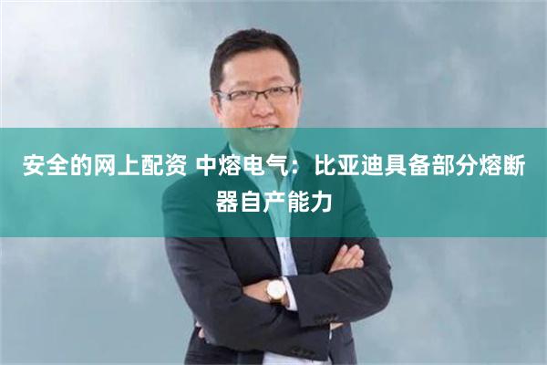 安全的网上配资 中熔电气：比亚迪具备部分熔断器自产能力