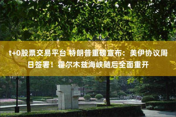 t+0股票交易平台 特朗普重磅宣布：美伊协议周日签署！霍尔木兹海峡随后全面重开