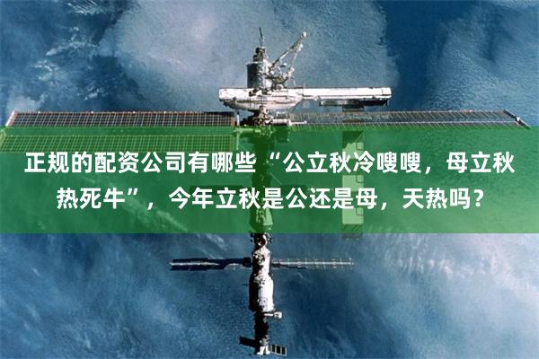 正规的配资公司有哪些 “公立秋冷嗖嗖，母立秋热死牛”，今年立秋是公还是母，天热吗？