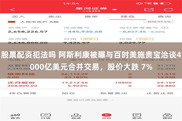 股票配资犯法吗 阿斯利康被曝与百时美施贵宝洽谈4000亿美元合并交易，股价大跌 7%