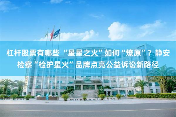 杠杆股票有哪些 “星星之火”如何“燎原”？静安检察“检护星火”品牌点亮公益诉讼新路径