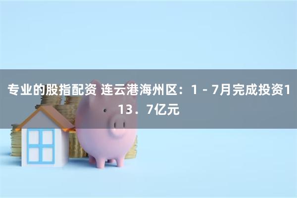 专业的股指配资 连云港海州区：1－7月完成投资113．7亿元