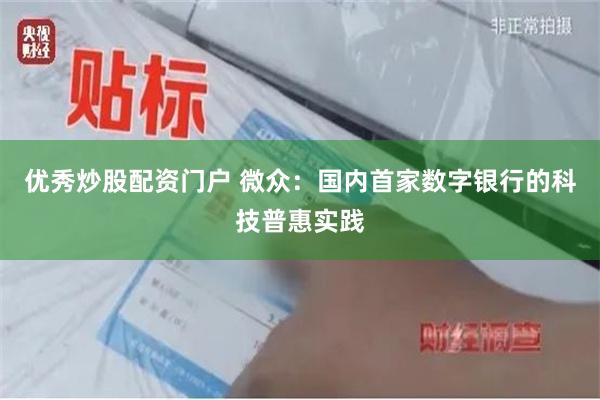 优秀炒股配资门户 微众：国内首家数字银行的科技普惠实践