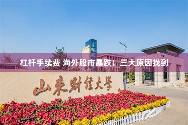 杠杆手续费 海外股市暴跌！三大原因找到
